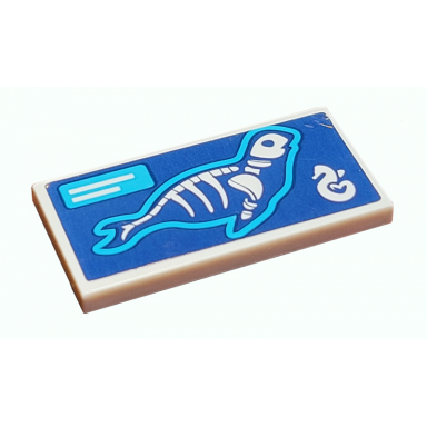 white tile 2 x 4 with seal x-ray and heartlake rescue logo pattern sticker - set 41380