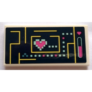 white tile 2 x 4 with video game on dark blue background pattern sticker - set 41329