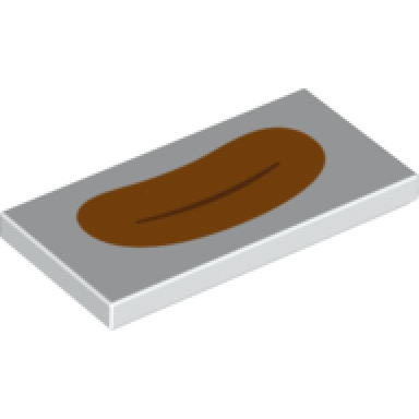 white tile 2 x 4 with closed mouth with orange lips pattern