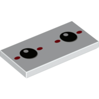 white tile 2 x 4 with black eyes and 4 red ovals pattern