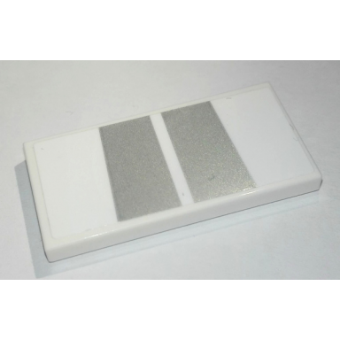 white tile 2 x 4 with 2 silver trapezoids pattern sticker - set 76900