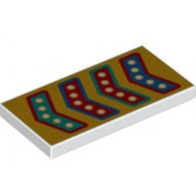 white tile 2 x 4 with red blue and dark turquoise arrows on bright light orange background pattern