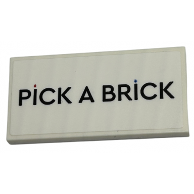 white tile 2 x 4 with pick a brick red and blue dots pattern sticker - set 40574