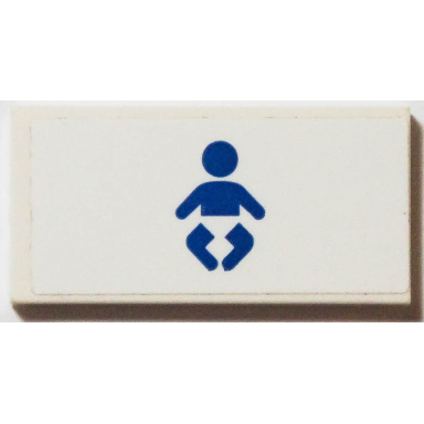 white tile 2 x 4 with blue baby in diaper silhouette pattern sticker - set 40346