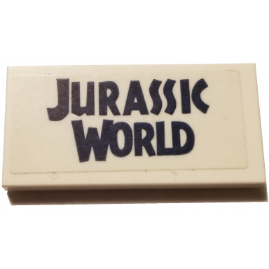 white tile 2 x 4 with dark blue jurassic world pattern sticker - set trujwgate