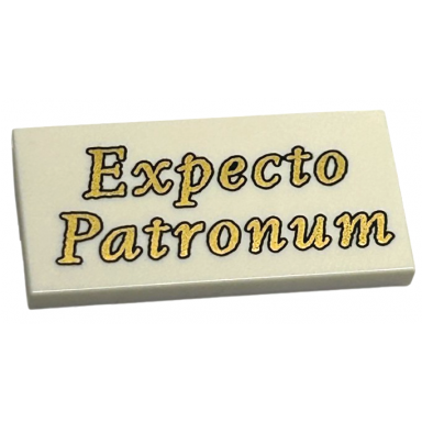 white tile 2 x 4 with gold expecto patronum pattern