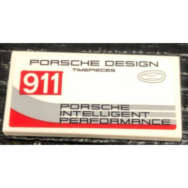 white tile 2 x 4 with 911 porsche design timepieces and porsche intelligent performance pattern model left side sticker - set 75888