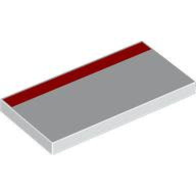 white tile 2 x 4 with red stripe pattern