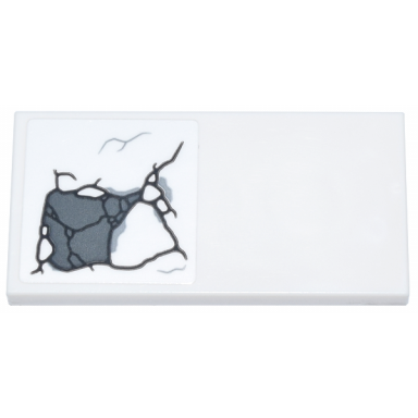 white tile 2 x 4 with black dark bluish gray and light bluish gray wide cracked stone pattern 2 sticker - set 76266