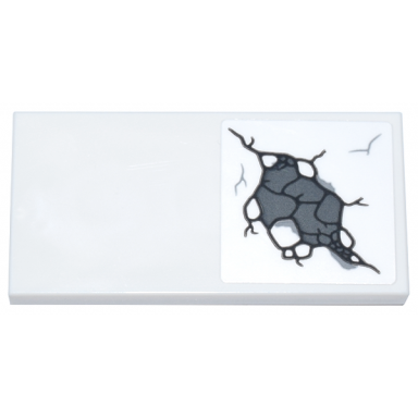 white tile 2 x 4 with black dark bluish gray and light bluish gray wide cracked stone pattern 1 sticker - set 76266