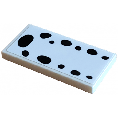 white tile 2 x 4 with 12 black dalmatian spots pattern sticker - set 43271