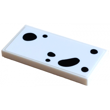 white tile 2 x 4 with 7 black dalmatian spots pattern sticker - set 43271