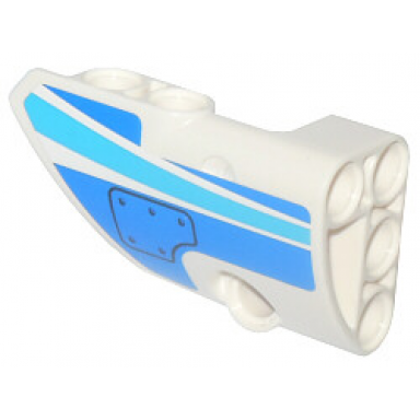 white technic panel fairing 1 small smooth short side a with curved blue stripes and blue panel pattern sticker - set 42025