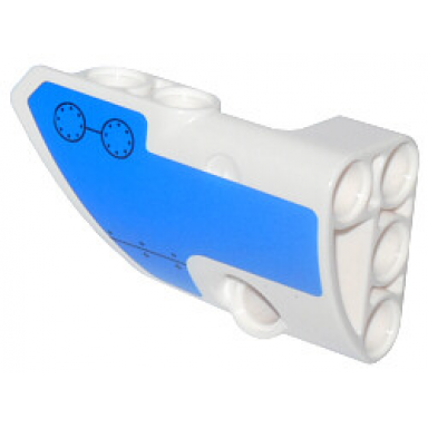 white technic panel fairing 1 small smooth short side a with blue panel with round plates with rivets pattern sticker - set 42025