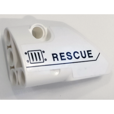 white technic panel fairing 1 small smooth short side a with vent grille and rescue pattern sticker - set 8068