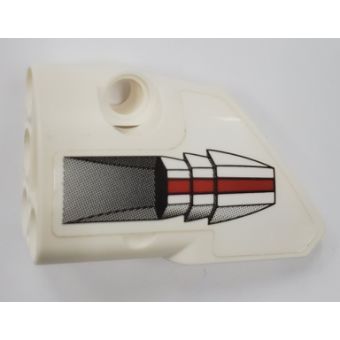 white technic panel fairing 1 small smooth short side a with turbine with red stripe pattern sticker - set 42076