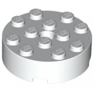 white brick round 4 x 4 with hole