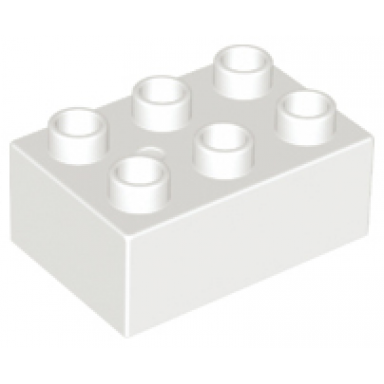 white duplo brick 2 x 3