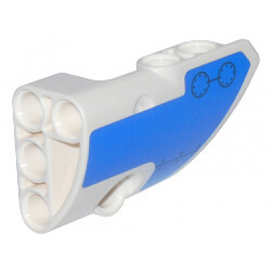 white technic panel fairing 2 small smooth short side b with blue panel with round plates with rivets pattern sticker - set 42025