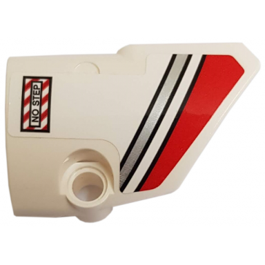 white technic panel fairing 2 small smooth short side b with red and silver stripes and no step pattern sticker - set 42057