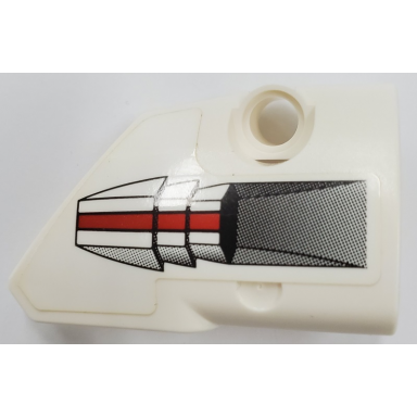 white technic panel fairing 2 small smooth short side b with turbine with red stripe pattern sticker - set 42076