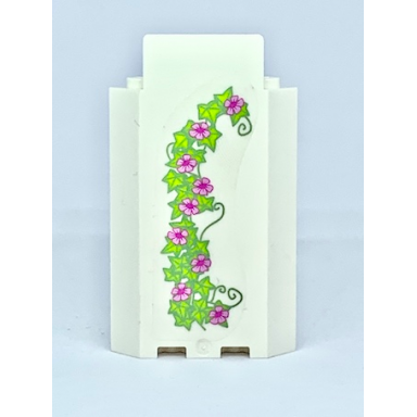 white panel 3 x 3 x 6 corner wall without bottom indentations with ivy trunks with 9 magenta flowers pattern 2 sticker - set 41055