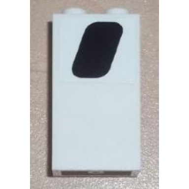 white panel 1 x 2 x 3 with side supports - hollow studs with black window pattern model left side sticker - set 8638