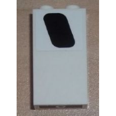 white panel 1 x 2 x 3 with side supports - hollow studs with black window pattern model right side sticker - set 8638