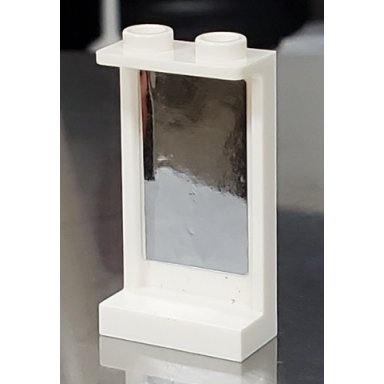 white panel 1 x 2 x 3 with side supports - hollow studs with chrome silver mirror pattern sticker - set 41095