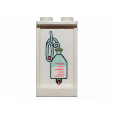 white panel 1 x 2 x 3 with side supports - hollow studs with drip pattern upside down sticker - set 41424