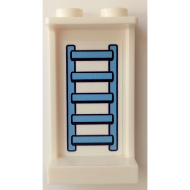 white panel 1 x 2 x 3 with side supports - hollow studs with dark azure towel rack pattern sticker - set 41339
