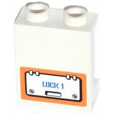 white panel 1 x 2 x 2 with side supports - hollow studs with hatch and lock 1 pattern model left side sticker - set 60013