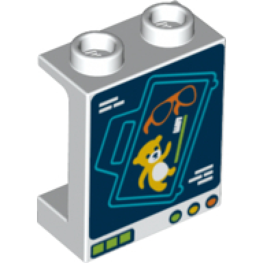 white panel 1 x 2 x 2 with side supports - hollow studs with x-ray baggage scanner and luggage contents pattern