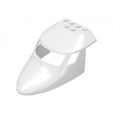 white aircraft fuselage forward top curved 6 x 10 x 4 with 3 window panes