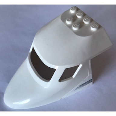 white aircraft fuselage forward top curved 6 x 10 x 4 with 3 window panes with black dotted stripe pattern on both sides stickers - set 60102