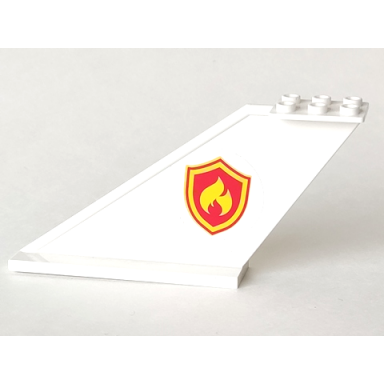 white tail 12 x 2 x 5 with yellow and red fire logo badge pattern on both sides stickers - set 4209