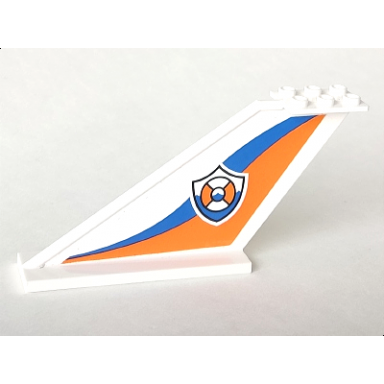 white tail 12 x 2 x 5 with coast guard logo and blue and orange waves pattern on both sides stickers - set 60166