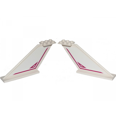 white tail 12 x 2 x 5 with magenta stripe and outlined triangle pattern on both sides stickers - set 70849