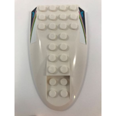 white aircraft fuselage aft section curved top 6 x 10 with dolphin on dark blue background and lime and magenta stripes pattern on both sides stickers - set 41316