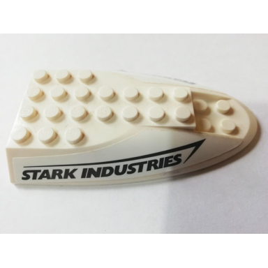 white aircraft fuselage aft section curved top 6 x 10 with black stark industries logo pattern on both sides stickers - set 76130