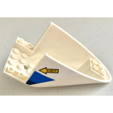 white aircraft fuselage aft section curved bottom 6 x 10 with blue and dark blue stripes and yellow arrow with eject pattern on both sides stickers - set 60210
