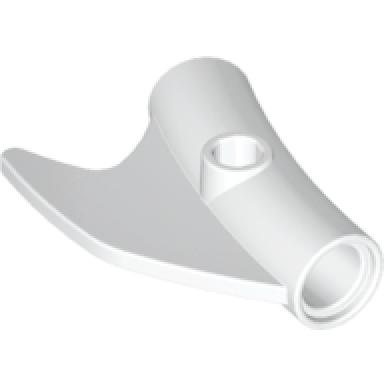 white technic pin connector round curved with fin and hole