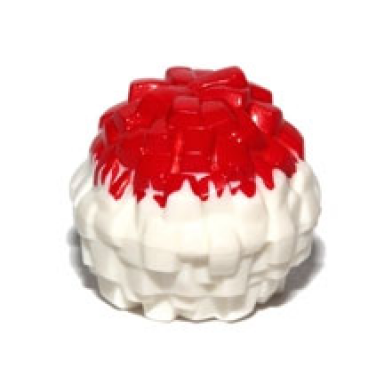 white minifigure utensil cheerleader pom pom with red top pattern