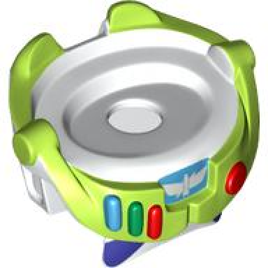 white minifigure spacesuit with lime trim colored buttons and simple star command logo pattern buzz lightyear