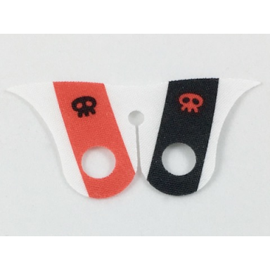 white minifigure cape cloth pointed collar with black skull on red stripe and red skull on black stripe pattern