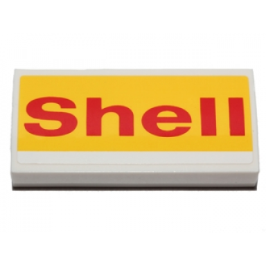 white slope curved 2 x 4 x 2 3 with bottom tubes with shell on yellow background pattern sticker - set 40196