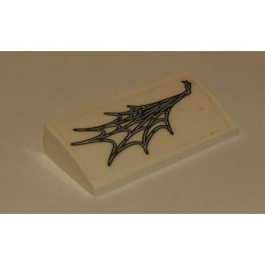 white slope curved 2 x 4 x 2 3 with bottom tubes with spider web pattern sticker - set 76083