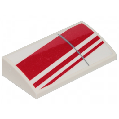 white slope curved 2 x 4 x 2 3 with bottom tubes with 3 diagonal red stripes pattern model right side sticker - set 75249