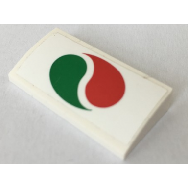 white slope curved 2 x 4 x 2 3 with bottom tubes with octan logo pattern sticker - set 60132