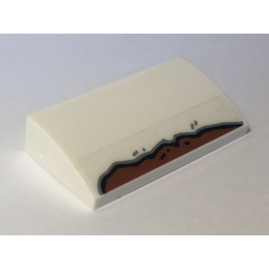 white slope curved 2 x 4 x 2 3 with bottom tubes with rust pattern sticker - set 10274